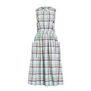 1901 Check Sleeveless Cotton Seersucker Midi Dress